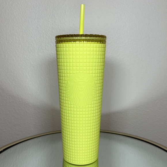 Starbucks Other - Starbucks Yellow Lemon Drop Disco Grid Soft Touch Tumbler
